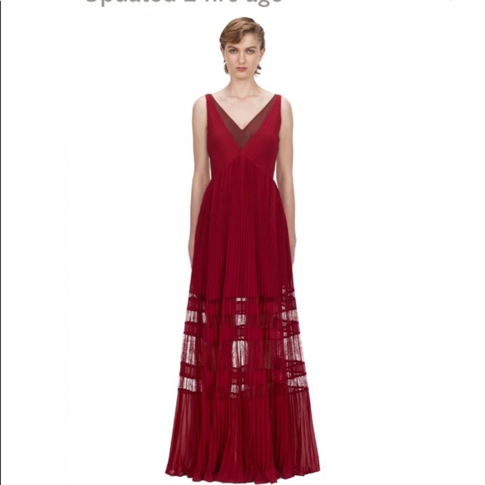 Self Portrait Burgundy Chiffon Maxi Dress Sz. 6‎ NWT